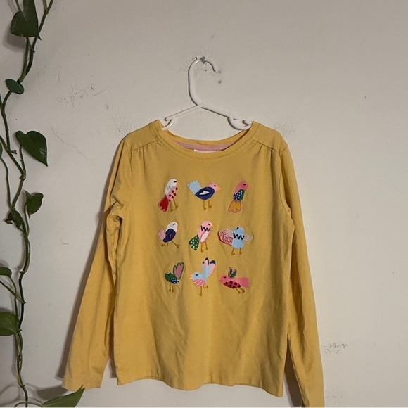 Hanna Andersson Yellow Long Sleeve Embroidered / Graphic Print Bird Top - Picture 2 of 5
